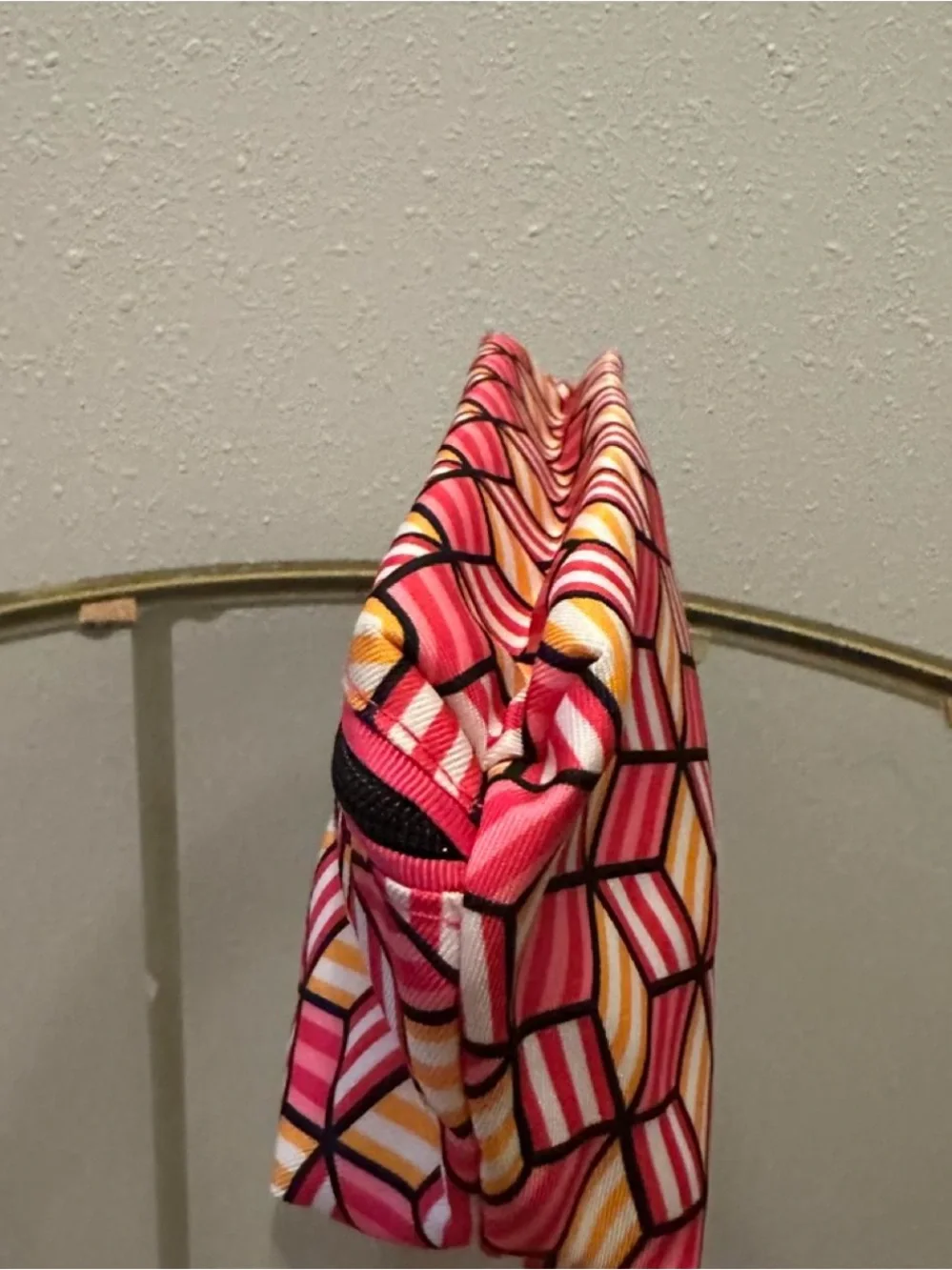 Clinique Pink and Yellow Geometric Cosmetic Pouch
